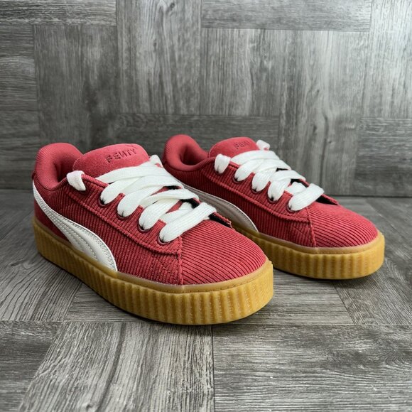Puma Fenty Creeper Phatty Kids size 2.5c Corduroy Red White Gum Casual Shoes - Picture 5 of 8
